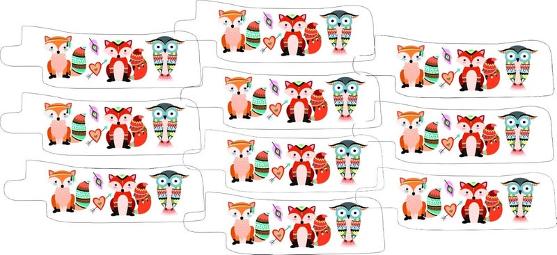 Nasogastric or Oxygen Tube precut Adhesive Tape Owl & Fox Theme x 10 Pack. (Right Side)