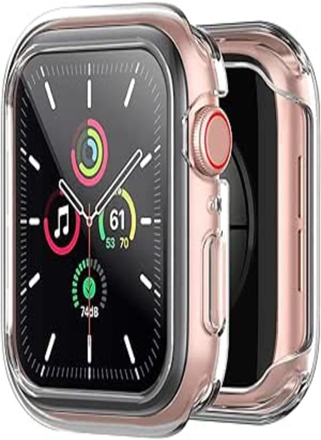 Next Next store Clear Screen Protector Case Compatible with Apple Watch 44mm SE/6/5/4/3/2/1, Built-in HD Tempered Glass Screen Protector, Anti-Scratch Shockproof Full Protective Cover for iWatch Series 