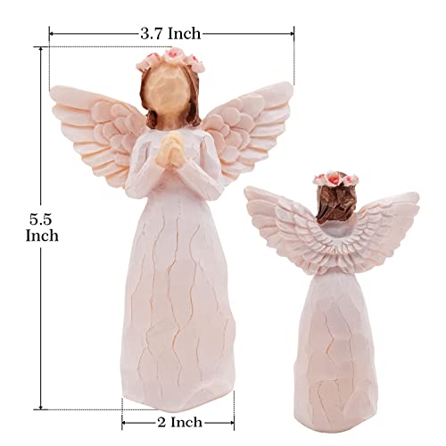 FYBW Praying Angel Figurine Guardian Angel Statue Figurine,Sculpted Hand-Painted Figure Surrounded by Love Sympathy Gift of Encouragement Women Present - Image 2