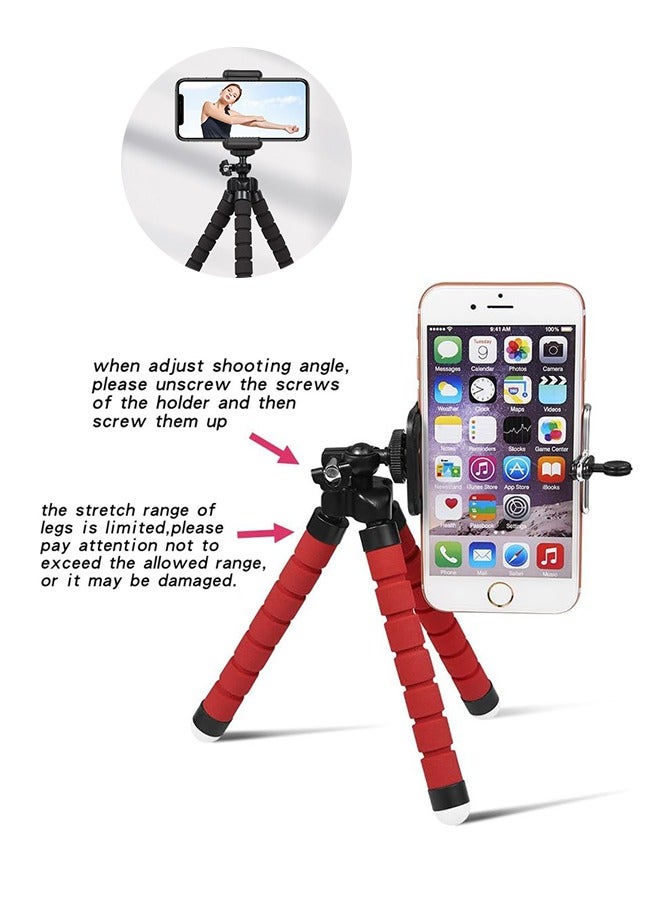Portable and Flexible Extendable Phone Tripod and Camera Stand with Bluetooth Remote and Clip, Selfie Stick Vlogging and Travel Photography Support with clip E-type phone clip (black)