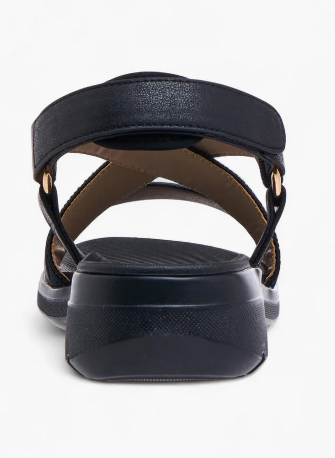 Flora Bella By Shoexpress Cross Strap Sandals with Hook and Loop Closure