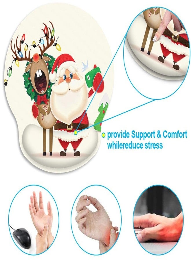 Britimes Ergonomic Mouse Pad with Wrist Support, Christmas Santa Elk - Image 3