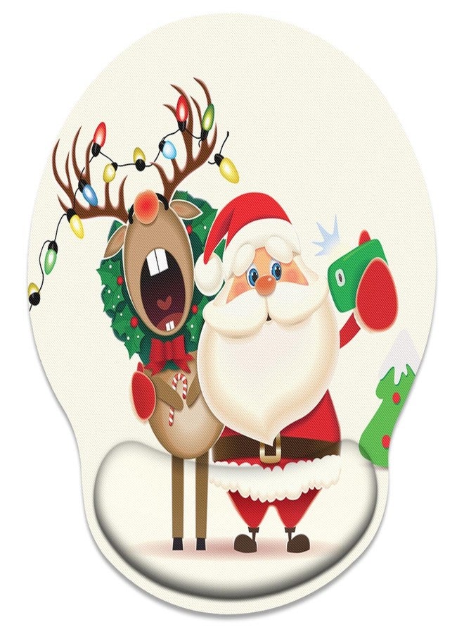 Britimes Ergonomic Mouse Pad with Wrist Support, Christmas Santa Elk - Image 1