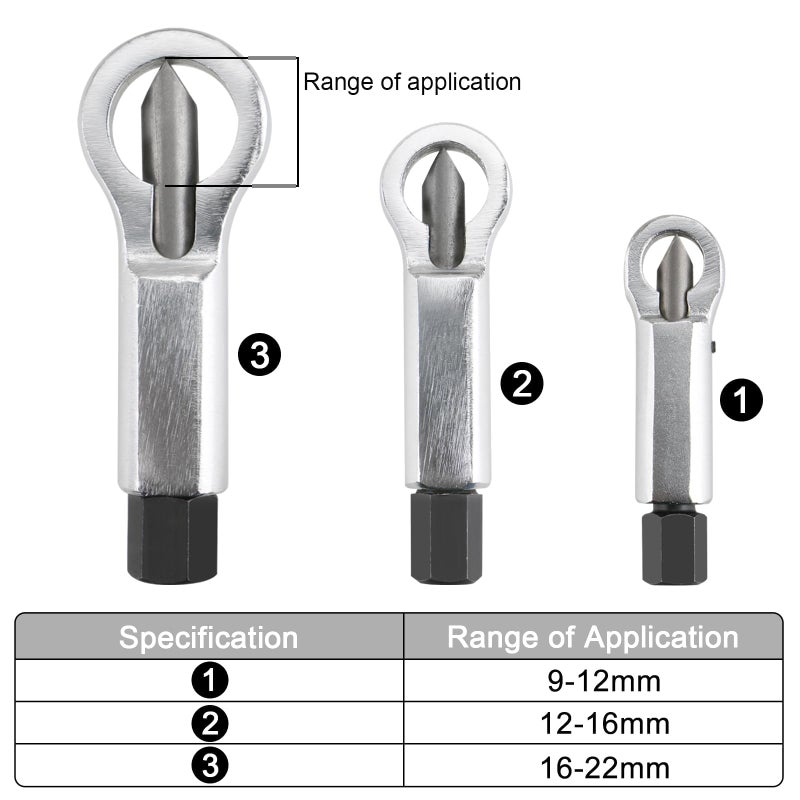 EEEKit Metal Nut Splitter Cracker, Metal Nut Splitter Breaker Manual Pressure Nut Cracker Remover Extractor Tool, 9-12mm/12-16mm/16-22mm Nut Remover Extractor Tools - Image 3