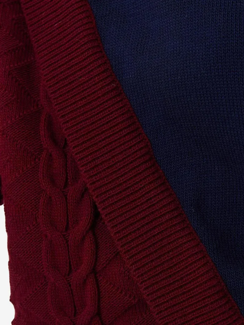 Bianco Lucci LUCCI Patterned Half Turtleneck Ribbed Sweater