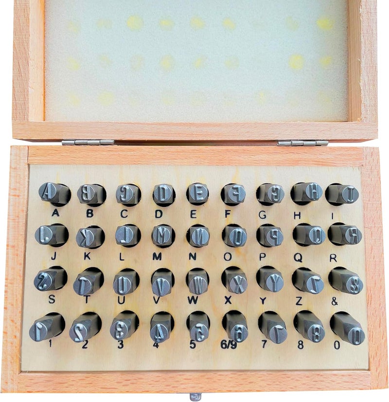 HimaPro Letter and Number Stamp Set 36pcs 40Cr Alloy Steel Metal Stamp Number & Letter Punch Set in a Wooden case (4mm 5/32 Inch) - Image 5