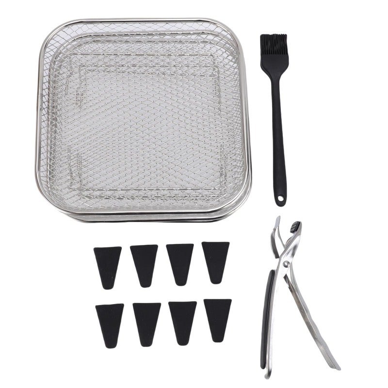 Fryer Rack Set: 304 Stainless Steel, Oil Filtering Net, Square Structure - Detachable, Multifunctional For Air Fryer Cooking, Kitchen Use - Image 1