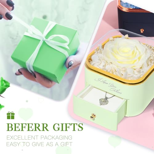 Beferr Mothers Day Forever Rose with Necklace for Mom Birthday Gifts Preserved Roses Eternal Flower for Delivery Fresh Flowers Gifts for Mother Wife Her Grandma Sister Daughter Girls Friends - Image 2