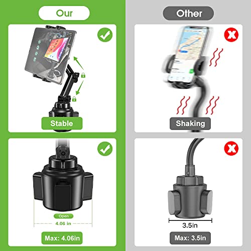 Cuxwill Car Cup Holder Tablet Mount for 4-13" iPad & Phone, Universal Truck Cup Tablet Mount with Adjustable Arm for iPad Pro 12.9 9.7 Air Mini, Samsung Galaxy Fold 4 3, Kindle Fire HD, iPhone etc - Image 5