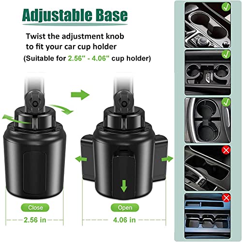 Cuxwill Car Cup Holder Tablet Mount for 4-13" iPad & Phone, Universal Truck Cup Tablet Mount with Adjustable Arm for iPad Pro 12.9 9.7 Air Mini, Samsung Galaxy Fold 4 3, Kindle Fire HD, iPhone etc - Image 4