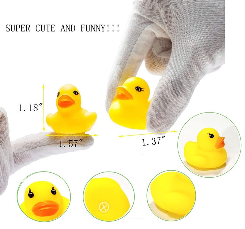 SOHAPY 100Pcs Mini Yellow Rubber Ducks Tiny Baby Shower Rubber Ducks, Squeak Fun Baby Yellow Rubber Bath Toy Float Fun Decorations for Shower Birthday Party Favors Cupcake Carnival Game Gift (100Pcs) - Image 3