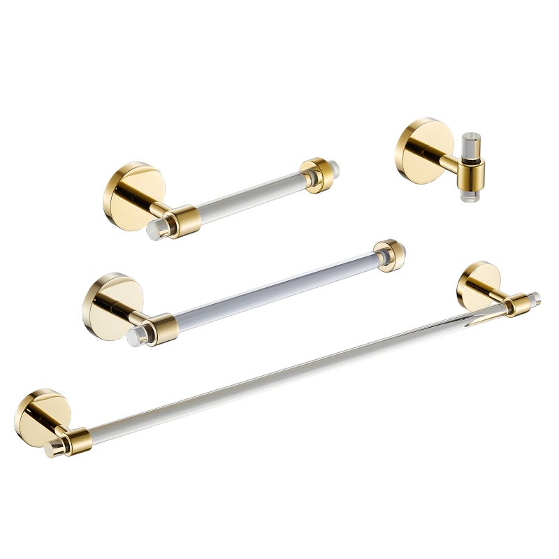 SHUNLI Bathroom Hardware Set Acrylic Gold  Bathroom Accessories Set Towel Bar Towel Rack Set  Wall Mounted Bath Towel Holder Toilet Paper Holder Set 4 Pieces SHUNLI 