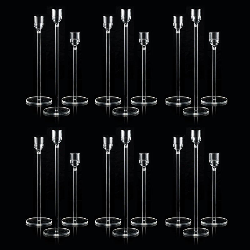 Vincidern 18PCs Candlestick Holder Clear Taper Candle Holders Set, Candle Holders for Candlesticks, Acrylic Candle Standfor Christmas Events Party Wedding Reception Table Centerpiece Decorations - Image 1