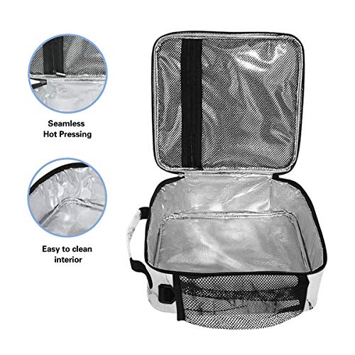 ZOEO Marble Lunch Box for Women White Marble Stone Teens Girls Cooler Insulated Lunch Bag Tote Freezable Shoulder Strap Waterproof Picnic Meal for School Office - Image 5