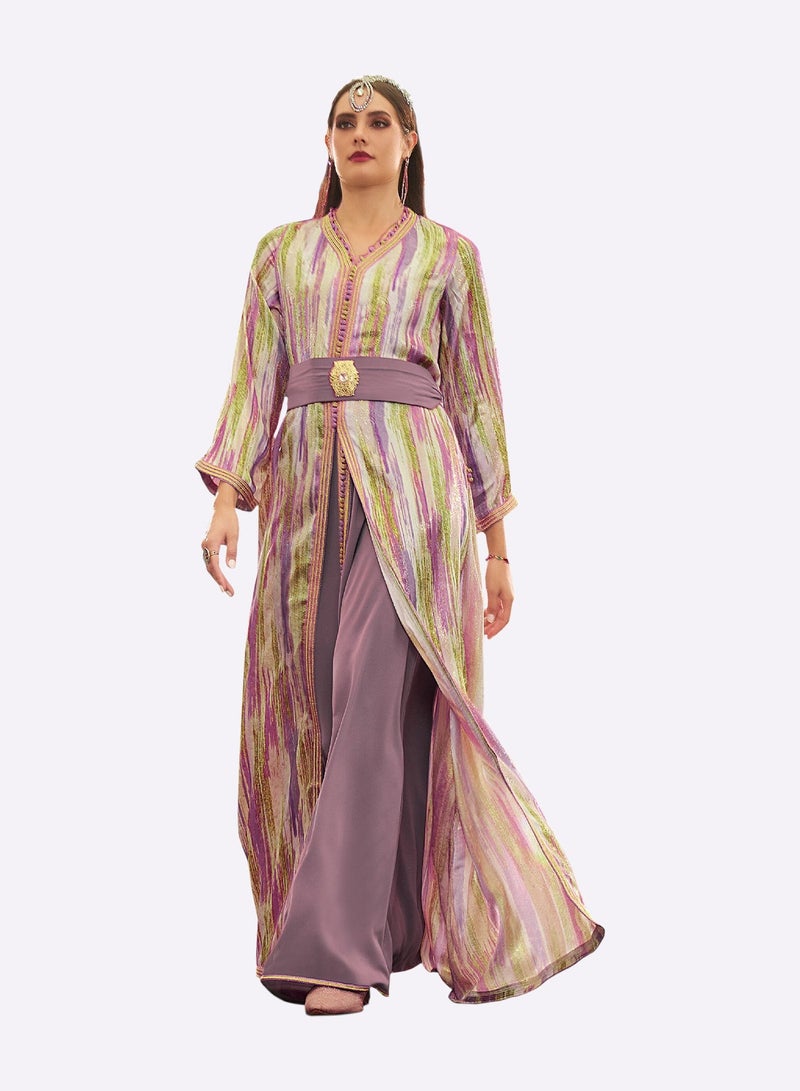 Sara Arabia جلابية سارة العربية بتصميم كولاج الألوان - Image 1
