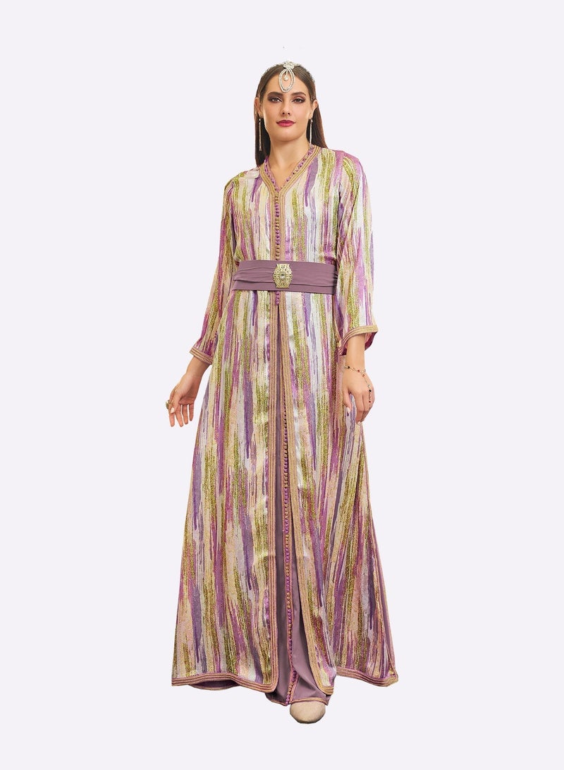 Sara Arabia جلابية سارة العربية بتصميم كولاج الألوان - Image 4