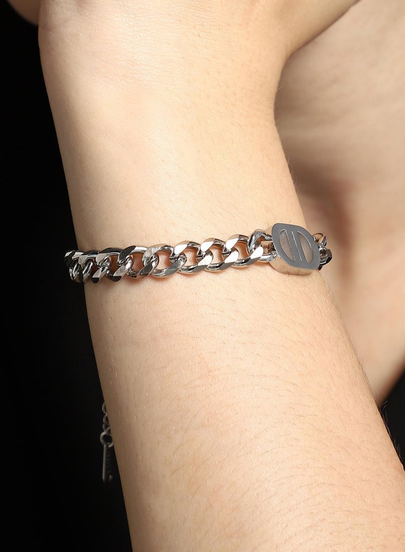 SOHI Women The Curved-Link Chain Bracelet | Metallic  Colour | One-Size | Metallic Alloy Material | Lobster Clasp Closure | Bracelet For Casual & Evening Wear - Image 2