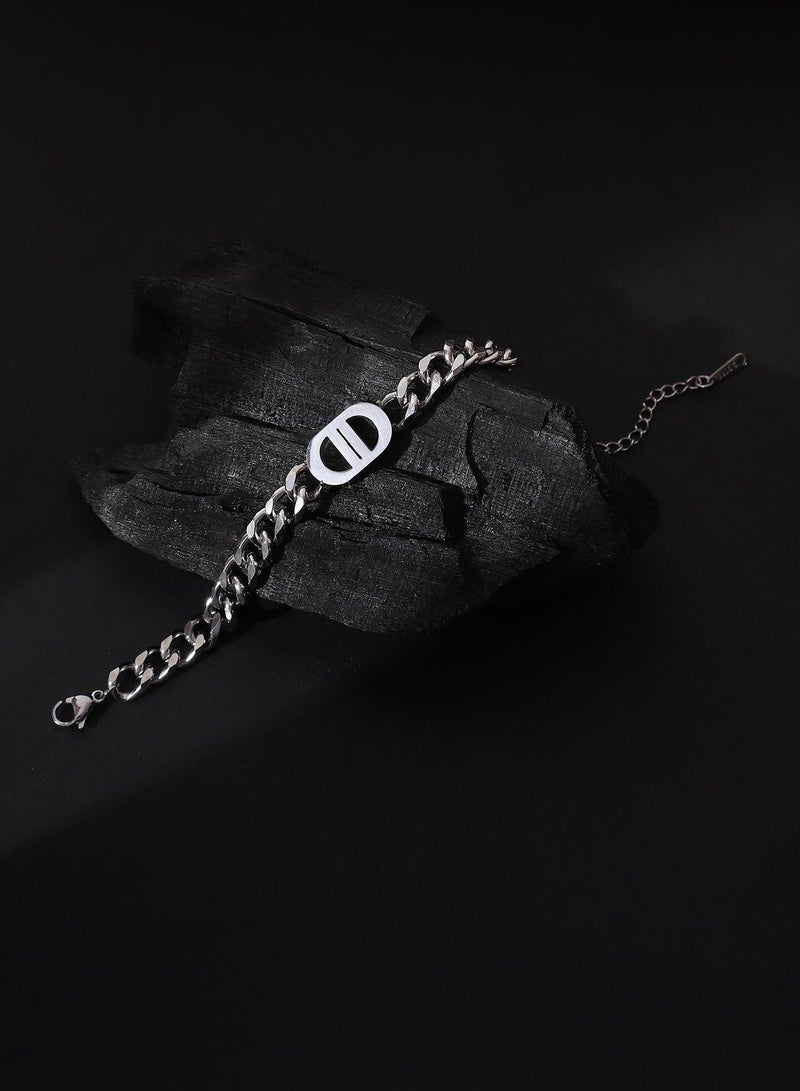 SOHI Women The Curved-Link Chain Bracelet | Metallic  Colour | One-Size | Metallic Alloy Material | Lobster Clasp Closure | Bracelet For Casual & Evening Wear - Image 1