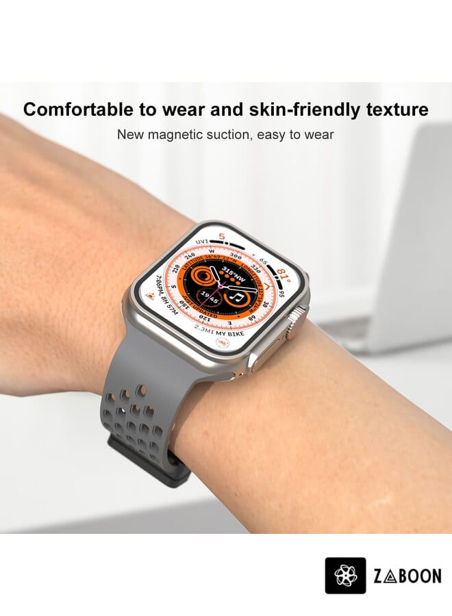 Zaboon Magnetic Clasp Silicone Watch Band  Apple Watch Ultra 49mm / Series 8&7 45mm / SE 2&6&SE&5&4 44mm / 3&2&1 42mm - Image 3