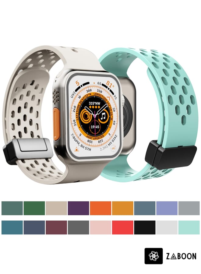 Zaboon Magnetic Clasp Silicone Watch Band  Apple Watch Ultra 49mm / Series 8&7 45mm / SE 2&6&SE&5&4 44mm / 3&2&1 42mm - Image 2