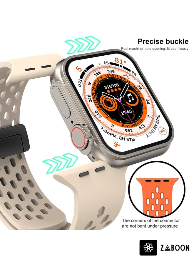 Zaboon Magnetic Clasp Silicone Watch Band  Apple Watch Ultra 49mm / Series 8&7 45mm / SE 2&6&SE&5&4 44mm / 3&2&1 42mm - Image 5