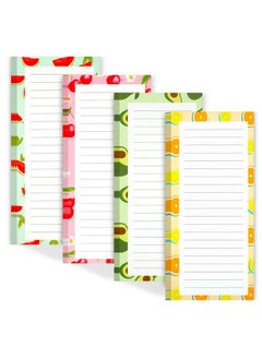4 Pack Magnetic Notepads for Refrigerator, Grocery List Magnet Pad for Fridge, Fruit Design Magnetic Grocery List Pad for Fridge, Full Magnet Back Shopping Lists, 50 Sheets Per Note Pads