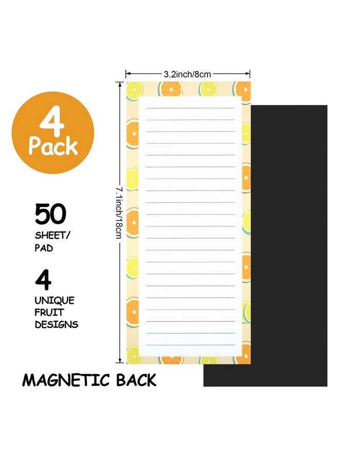 Joyberg - 4 Pack Magnetic Notepads for Refrigerator, Grocery List Magnet Pad for Fridge, Fruit Design Magnetic Grocery List Pad for Fridge, Full Magnet Back Shopping Lists, 50 Sheets Per Note Pads - Image 1