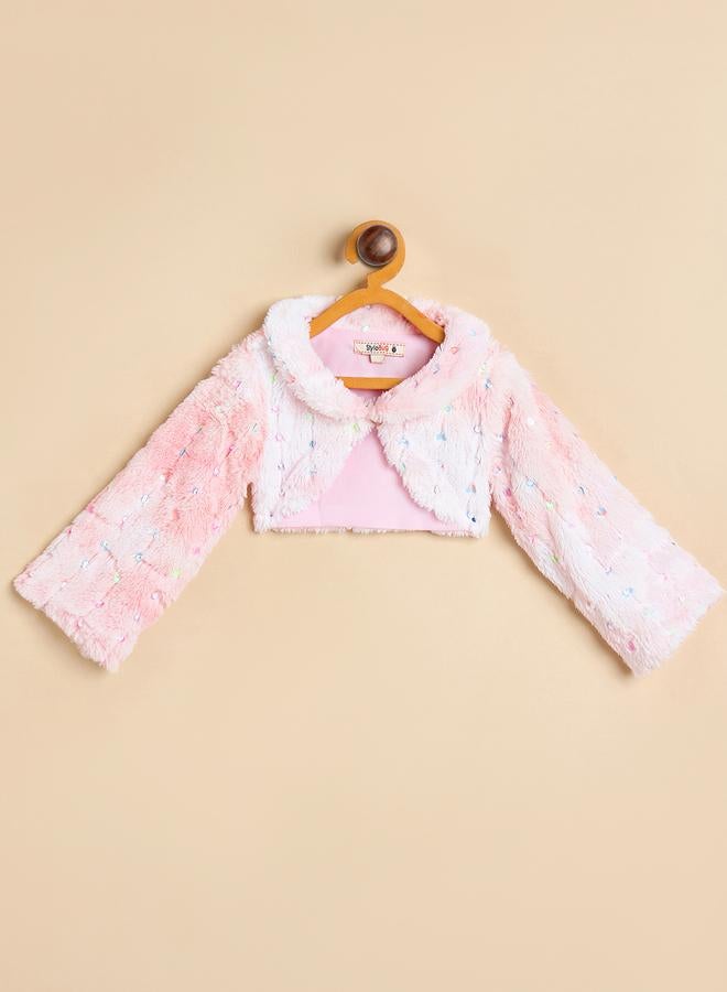Stylo Bug Girls Pink Faux Fur Bolero Shrug - Image 1