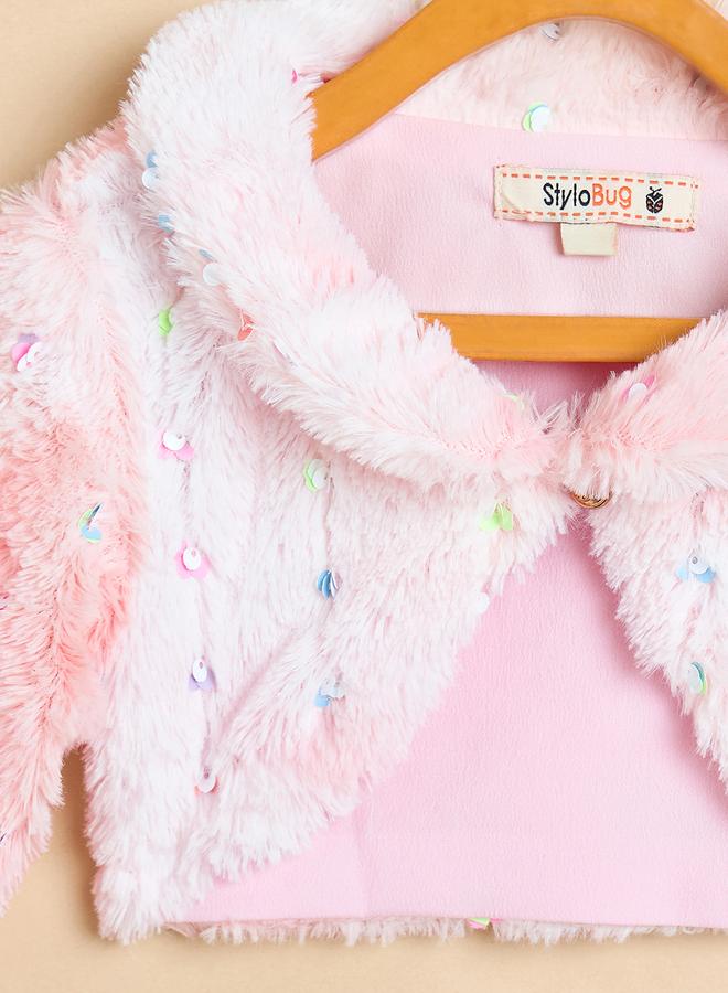 Stylo Bug Girls Pink Faux Fur Bolero Shrug - Image 4