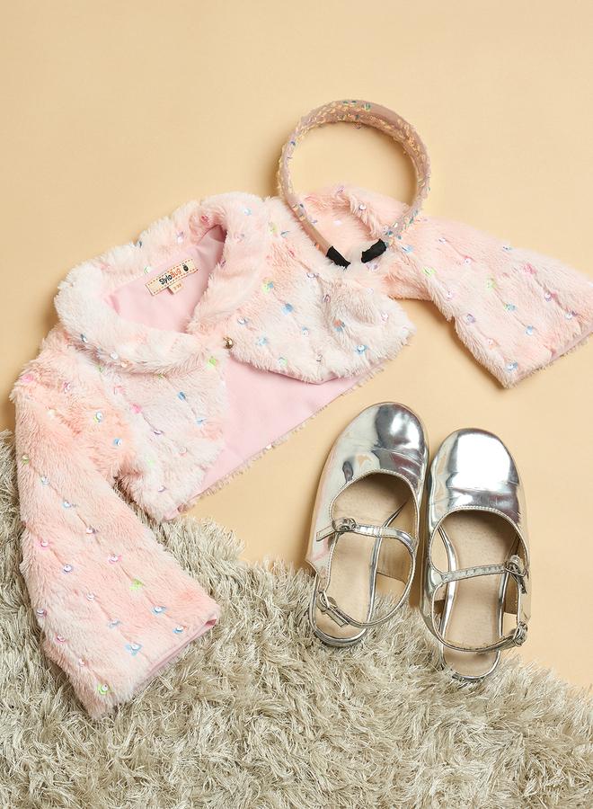 Stylo Bug Girls Pink Faux Fur Bolero Shrug - Image 2