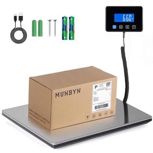 MUNBYN Shipping Scale 440lb18oz Digital Postal Scale for Packages with HoldTare Function Backlit LCD Battery Cable Included Postage Scale for Small Business Packages Luggage and Home Use - Image 1