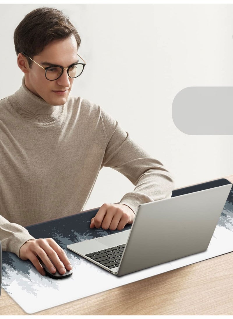 Gaming Mouse Mat Forest Background Pattern Large Mouse Mat Long Extended Meouse Pad Desk Mat Non-Slip Rubber Mice Pads Stitched Edges Thin Pad（800*300*3mm） - Image 3