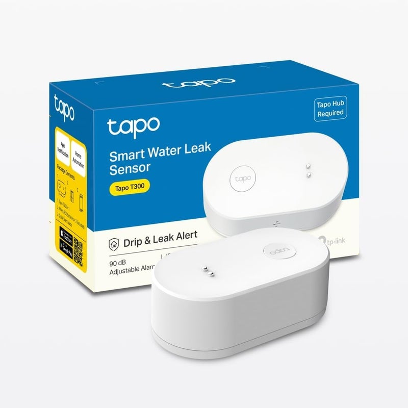 تابو مستشعر كشف تسرب المياه الذكي TP-Link Tapo T300، يكتشف التسربات ويصدر إنذارًا بصوت يصل إلى 90 ديسيبل بنقرة واحدة، مقاوم للماء (IP67)، يتطلب استخدام وحدة التحكم Tapo Hub ويُباع بشكل منفصل - Image 1
