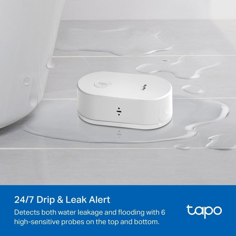 تابو مستشعر كشف تسرب المياه الذكي TP-Link Tapo T300، يكتشف التسربات ويصدر إنذارًا بصوت يصل إلى 90 ديسيبل بنقرة واحدة، مقاوم للماء (IP67)، يتطلب استخدام وحدة التحكم Tapo Hub ويُباع بشكل منفصل - Image 4