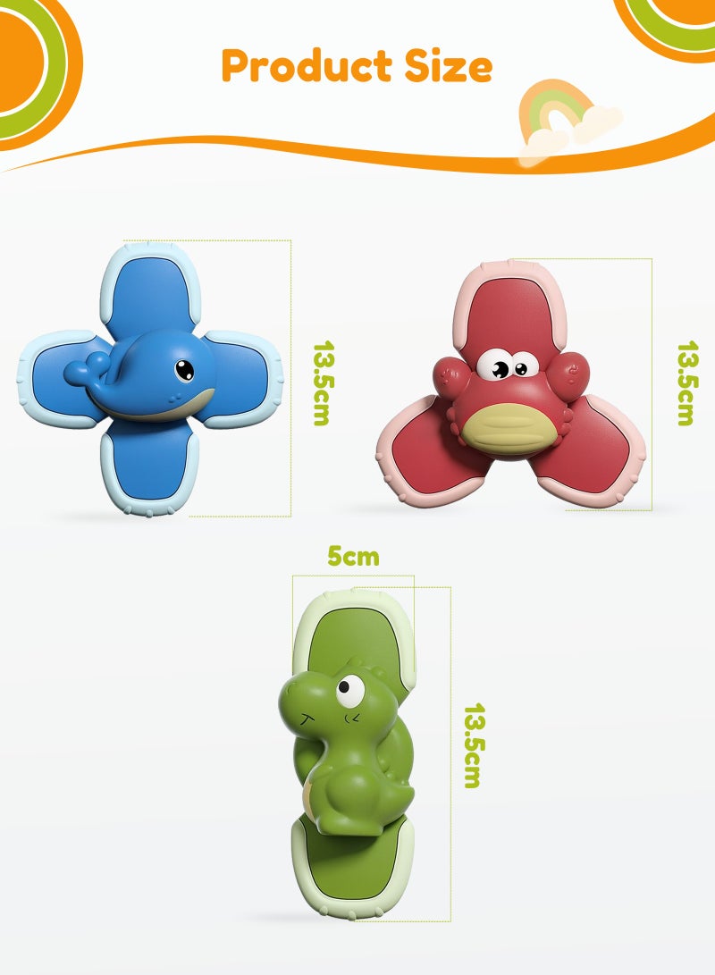 ULHYC 3PCS Baby Bath Spinner Toy with Suction Cups - Image 5