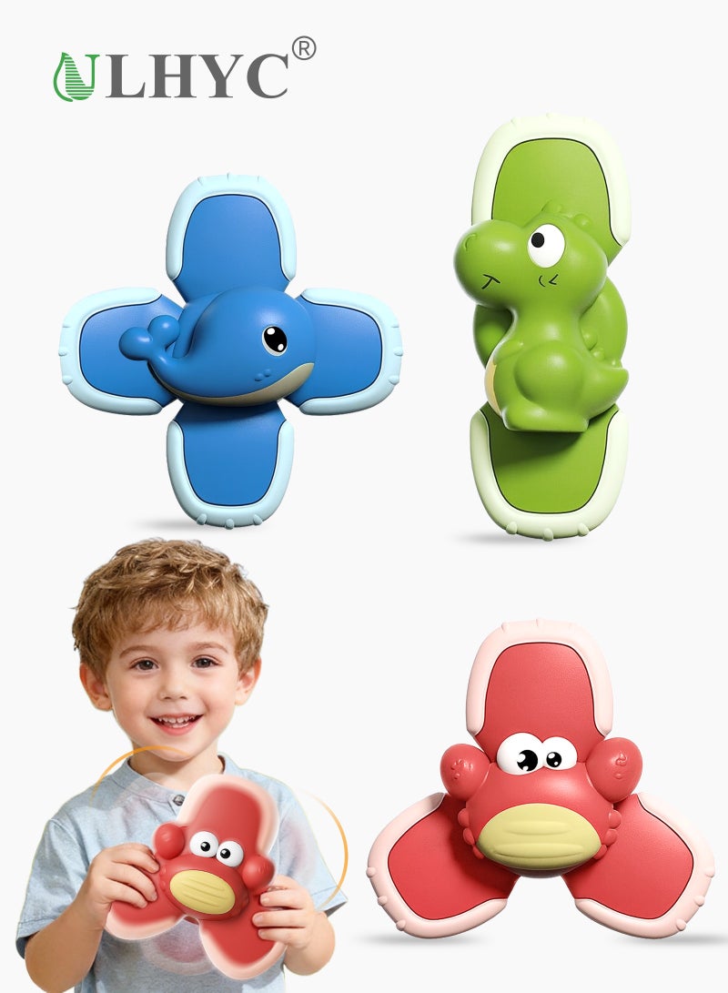 ULHYC 3PCS Baby Bath Spinner Toy with Suction Cups - Image 1