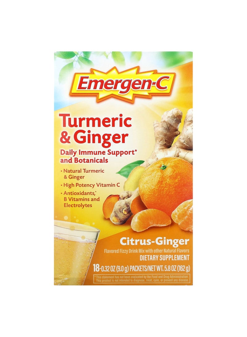 Turmeric & Ginger, Citrus-Ginger, 18 Packets, 0.32 oz (9 g) Each