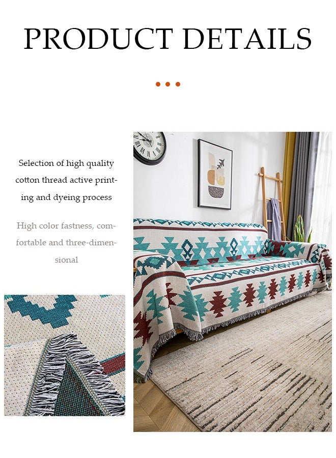 DUNISO Simple Sofa Cover，Sofa towel，Geometric Patterns Double-sided Use of Sofa Cover One Piece Bedding Easy to Take Care of Multi-functional Blanket Shawl Sofa Towel （180x130cm） - Image 5