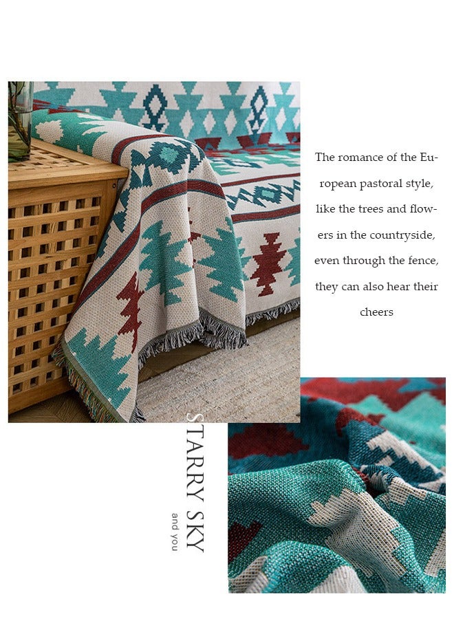 DUNISO Simple Sofa Cover，Sofa towel，Geometric Patterns Double-sided Use of Sofa Cover One Piece Bedding Easy to Take Care of Multi-functional Blanket Shawl Sofa Towel （180x130cm） - Image 3