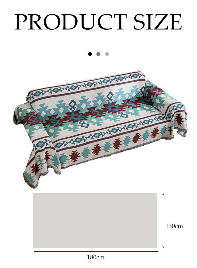 DUNISO Simple Sofa Cover，Sofa towel，Geometric Patterns Double-sided Use of Sofa Cover One Piece Bedding Easy to Take Care of Multi-functional Blanket Shawl Sofa Towel （180x130cm） - Image 2