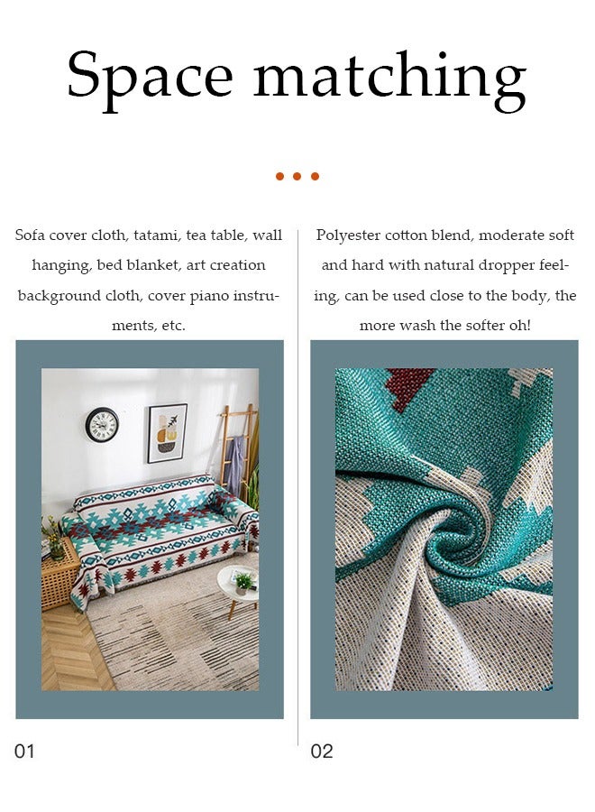 DUNISO Simple Sofa Cover，Sofa towel，Geometric Patterns Double-sided Use of Sofa Cover One Piece Bedding Easy to Take Care of Multi-functional Blanket Shawl Sofa Towel （180x130cm） - Image 4