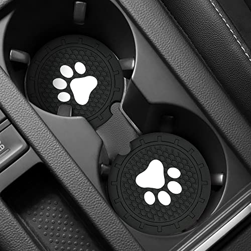 VAGURFO 2 Packs Cup Holder Coasters,Car Cup Coasters,2.75 inch Cup Holder Insert, PVC Anti Slip Dog Paw Car Coaster, Universal Car Cup Holder Coasters for Most Cars, Trucks, RVs and More - Image 1