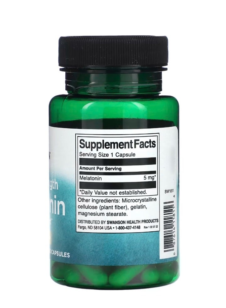 SWANSON Extra Strength Melatonin 5 mg 60 Capsules - Image 2
