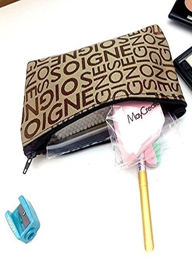 Aeoss ® Portable Cute Multifunction Zipper Travel Cosmetic Bag Letter Makeup Case (Coffee) - Image 3