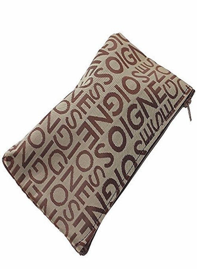 Aeoss ® Portable Cute Multifunction Zipper Travel Cosmetic Bag Letter Makeup Case (Coffee) - Image 1