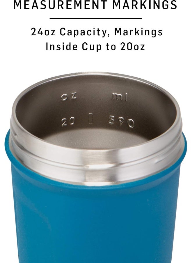 Blender Bottle Strada Shaker Cup Insulated Stainless Steel Water with Wire Whisk, 24-Ounce, Blue