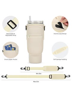 Water Bottle Carrier Bag for Stanley 40 oz with Phone Pocket Water Bottle Holder with Handle，Cell Phone Pocket and Adjustable Shoulder Strap Tumbler Accessories for Stanley (Cream) - pzsku/Z6CF7D50B1AFD24E82424Z/45/_/1729615863/13e1598e-1fad-430c-aae6-66b6c053e74f