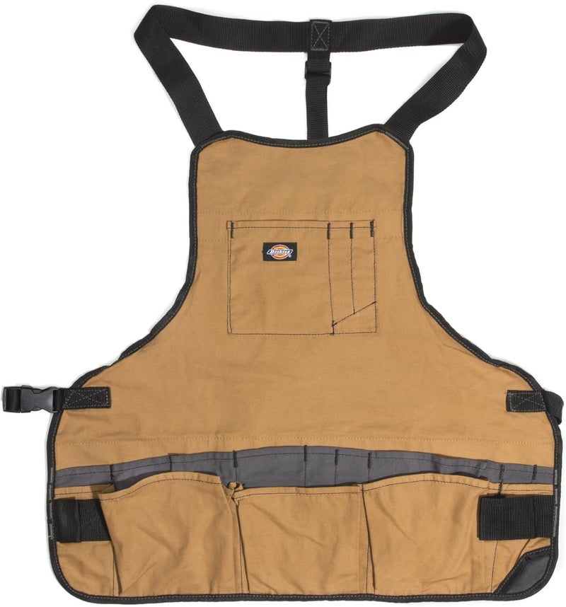 Dickies 16-Pocket Workshop Bib Apron, Durable Canvas Construction, Reinforced Edges, Adjustable Belt, Grey/Tan - Image 1