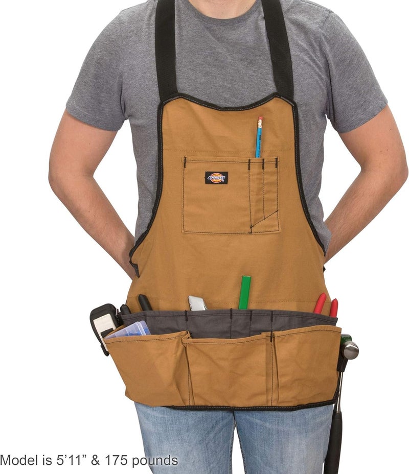 Dickies 16-Pocket Workshop Bib Apron, Durable Canvas Construction, Reinforced Edges, Adjustable Belt, Grey/Tan - Image 5