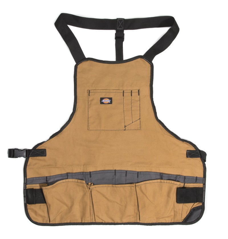 Dickies 16-Pocket Workshop Bib Apron, Durable Canvas Construction, Reinforced Edges, Adjustable Belt, Grey/Tan - Image 4